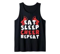 Eat Sleep Cheer Repeat Fun Cheerleader Chant Line Tank Top