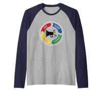 Eat Sleep Cheer Repeat Megaphone Cycle for Cheerleaders Raglan Baseball Tee, Men, Navy/Athletic Heather, XL