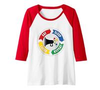 Eat Sleep Cheer Repeat Megaphone Cycle for Cheerleaders Raglan Baseball Tee, Women, Red/White, S