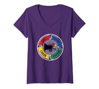 Eat Sleep Cheer Repeat Megaphone Cycle for Cheerleaders V-Neck T-Shirt, Women, Purple, L