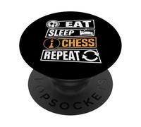 Eat Sleep Chess Repeat Funny Chess Lover PopSockets Adhesive PopGrip