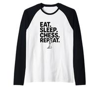 Eat Sleep Chess Repeat Funny for Board Game Lovers Raglan Baseball Tee