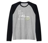 Eat Sleep Chill Repeat Chilling Sloth Silhouette Raglan Baseball Tee