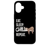 Eat Sleep Chill Repeat Cute Chilling Sleepy Sloth Case for iPhone 16