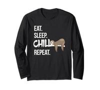 Eat Sleep Chill Repeat Cute Chilling Sleepy Sloth Long Sleeve T-Shirt