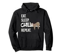 Eat Sleep Chill Repeat Cute Chilling Sleepy Sloth Pullover Hoodie