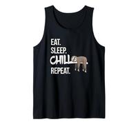 Eat Sleep Chill Repeat Cute Lazy Chilling Sloth Tank Top