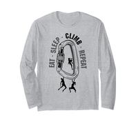 Eat Sleep Climb Repeat Climber Carabiner Funny Rock Climbing Long Sleeve T-Shirt