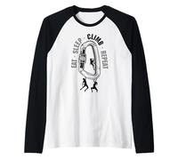 Eat Sleep Climb Repeat Climber Carabiner Funny Rock Climbing Raglan Baseball Tee