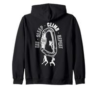 Eat Sleep Climb Repeat Climber Carabiner Funny Rock Climbing Zip Hoodie