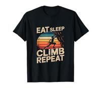 Eat Sleep Climb Repeat Rock Climbing Retro T-Shirt