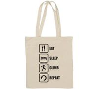 Eat Sleep Climb Repeat Slogan Natural Cotton Tote Bag White