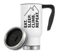 Eat Sleep Climb Repeat Vacuum Insulated Thermal Travel Coffee Mug 480ml White