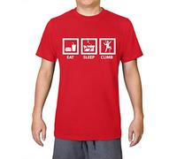 Eat Sleep Climb (Rock Climbing) - Mens 100% Organic Cotton T-Shirt - Red - Medium