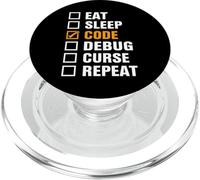 Eat Sleep Code Debug Curse Repeat PopSockets PopGrip for MagSafe