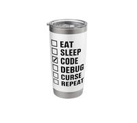 Eat Sleep Code Debug Curse Repeat Stainless Steel Insulated Tumbler