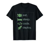 Eat Sleep Code Deploy Tech Icon Design T-Shirt