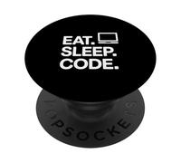 Eat Sleep Code Laptop Developer Programming Lifestyle PopSockets Adhesive PopGrip