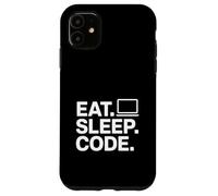 Eat Sleep Code Minimalist Laptop Developer Design Case for iPhone 11
