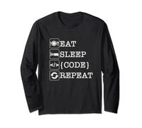 Eat Sleep Code Repeat - Computer Programming IT Funny Coding Long Sleeve T-Shirt