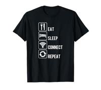 Eat Sleep Connect Repeat Funny WiFi T-Shirt