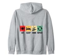 Eat Sleep Cook Repeat Cooking Zip Hoodie