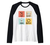Eat Sleep Cook Repeat Funny Chef Design Raglan Baseball Tee