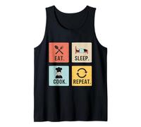Eat Sleep Cook Repeat Funny Chef Design Tank Top