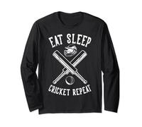 Eat Sleep Cricket Repeat | Bat Cricket Long Sleeve T-Shirt
