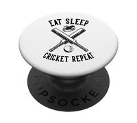 Eat Sleep Cricket Repeat | Bat Cricket PopSockets Adhesive PopGrip