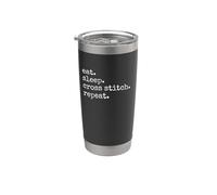 Eat Sleep Cross Stitch Repeat Funny Needlework Stainless Steel Insulated Tumbler