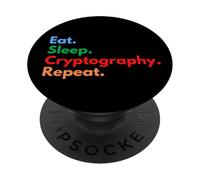 Eat Sleep Cryptography Repeat Cryptography Lovers & Hackers PopSockets Adhesive PopGrip