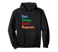 Eat Sleep Curl Repeat for Curling Players and Lovers Pullover Hoodie