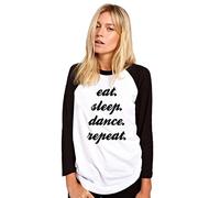 Eat Sleep Dance Repeat Women's Baseball Top - White/Black Medium