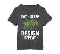 Eat Sleep Design Repeat Motive for a Designer Architect T-Shirt, Women's Plus, Dark Heather Grey, 1X