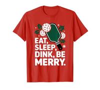 Eat Sleep Dink Be Merry Funny Christmas Pickleball T-Shirt
