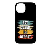 Eat Sleep DJ Repeat Brush Stroke Retro Music Case for iPhone 14