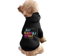 Eat Sleep Dj Repeat Print Pet Dog Hoodie Novelty Clothes Pullover Sweatshirt for Small Puppy and Cats
