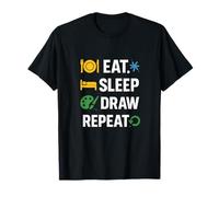 Eat Sleep Draw Repeat Funny Artist Graphic Print T-Shirt