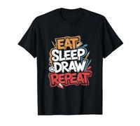 Eat Sleep Draw Repeat Painter Artist Art Lover Value Graphic T-Shirt, Men, Black, L