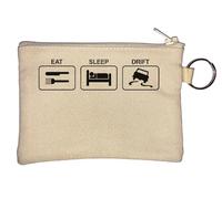 Eat Sleep Drift Key Chain Coin Purse Beige