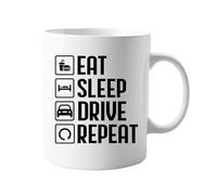Eat Sleep Drive Repeat Funny Coffee Mug - Perfect for Car Enthusiasts, Road Trip Lovers, and Anyone Who Can't Get Enough of The Open Road - 11oz Ceramic Mug