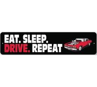 Eat Sleep Drive Repeat Plaque Driver Gift Garage Wall Decor Metal Sign
