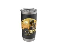 Eat Sleep Drive Repeat Retro Sunset 18 Wheel Truck Driver Stainless Steel Insulated Tumbler