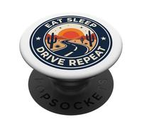 Eat Sleep Drive Repeat Vintage Desert Highway Truck Driver PopSockets Adhesive PopGrip