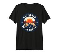 Eat Sleep Drive Repeat Vintage Desert Highway Truck Driver Premium T-Shirt