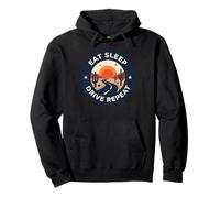 Eat Sleep Drive Repeat Vintage Desert Highway Truck Driver Pullover Hoodie