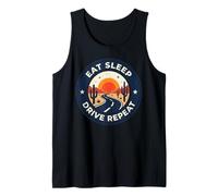 Eat Sleep Drive Repeat Vintage Desert Highway Truck Driver Tank Top
