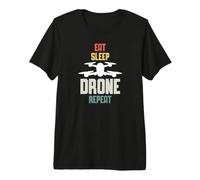 Eat Sleep Drone Repeat Retro Quadcopter Pilot Premium T-Shirt