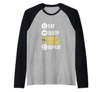 Eat Sleep Drop Loads Repeat Funny Trucker Raglan Baseball Tee